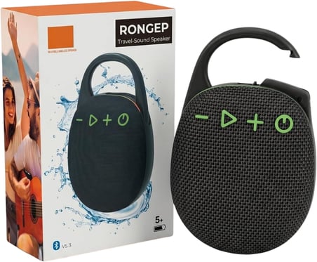 [Travel-Sound] Taşınabilir Bluetooth Hoparlör V5.3 Önü Kumaş Kaplı TFT/AUX/USB Destekli RGB Işıklı IPX6 Su Sıçramalarına Dayanıklı Type-C Şarjlı Kablosuz Speaker (Siyah)