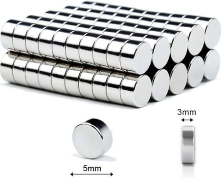 Dünya Magnet 100 Adet 5X3 Mm Yuvarlak Güçlü Neodyum Mıknatıs Çap: 5 Mm X Kalınlık: 3 Mm
