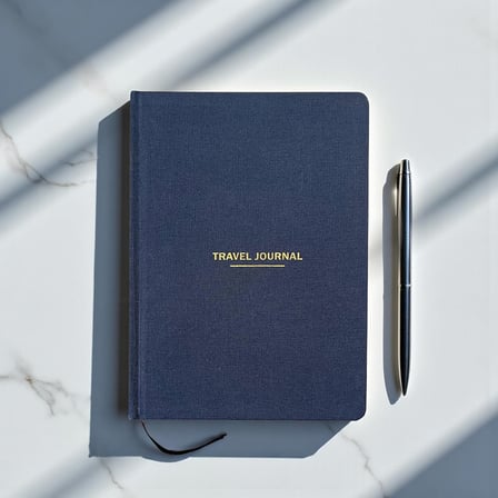 Travel Journal – Sert Kapaklı Seyahat Günlüğü, A5 Boyutunda, Planlama &amp; Anı Alanı – Anı Defteri (Lacivert)