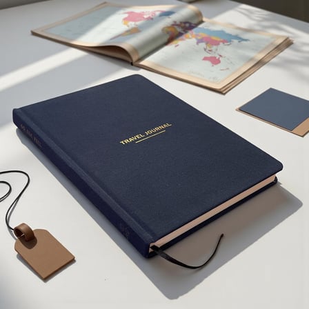 Travel Journal – Sert Kapaklı Seyahat Günlüğü, A5 Boyutunda, Planlama &amp; Anı Alanı – Anı Defteri (Lacivert)