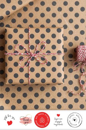 5li Paket Kağıdı, 35m Paket İpi ve 35 adet Stickerdan oluşan ambalaj seti Tek Ebat