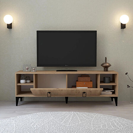 3507 Deren Tv Ünitesi 150 Cm , Raflı , Kapaklı , Sepet Tv Sehpası
