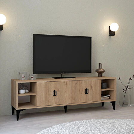 3507 Deren Tv Ünitesi 150 Cm , Raflı , Kapaklı , Sepet Tv Sehpası