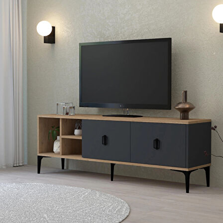 3505 Era TV Ünitesi Raflı 150 Cm Sepet - Antrasit