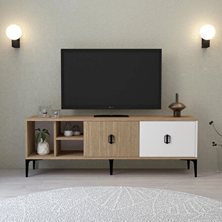 3506 Era TV Ünitesi Raflı 150 Cm Sepet - Beyaz - Yunus