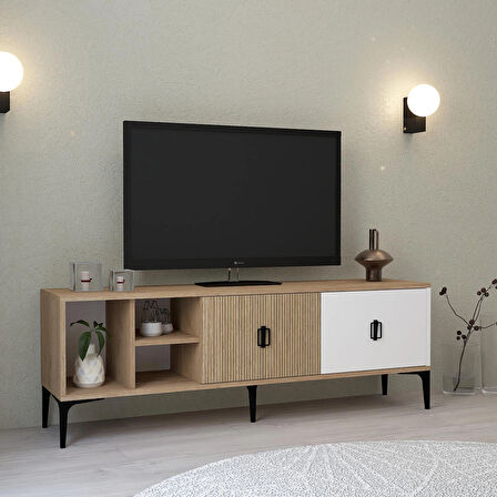 3506 Era TV Ünitesi Raflı 150 Cm Sepet - Beyaz - Yunus