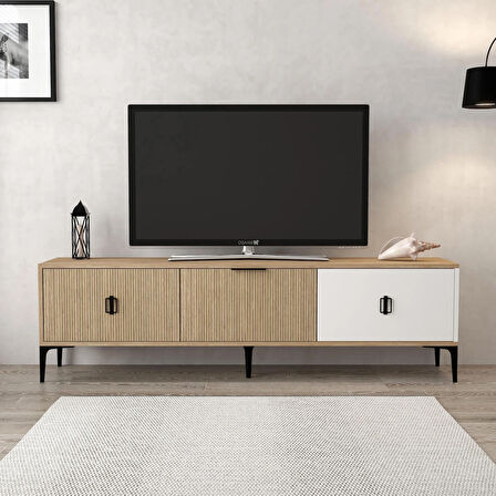 3802 Neva Tv Ünitesi 180 Cm Kapaklı Yunus - Beyaz - Sepet Tv Sehpası