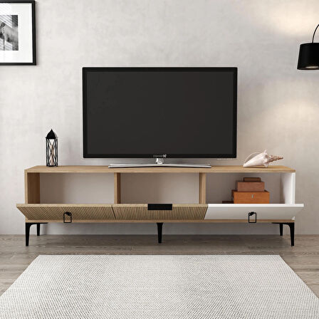 3802 Neva Tv Ünitesi 180 Cm Kapaklı Yunus - Beyaz - Sepet Tv Sehpası
