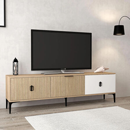 3802 Neva Tv Ünitesi 180 Cm Kapaklı Yunus - Beyaz - Sepet Tv Sehpası