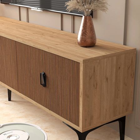 3803 Neva Tv Ünitesi 180 Cm 3 Kapaklı Sepet - Kaplan Tv Sehpası