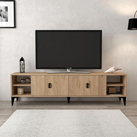 3807 Deren Tv Ünitesi 180 Cm 2 Kapaklı , Raflı , Sepet Tv Sehpası