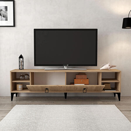 3807 Deren Tv Ünitesi 180 Cm 2 Kapaklı , Raflı , Sepet Tv Sehpası