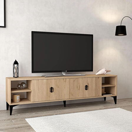3807 Deren Tv Ünitesi 180 Cm 2 Kapaklı , Raflı , Sepet Tv Sehpası