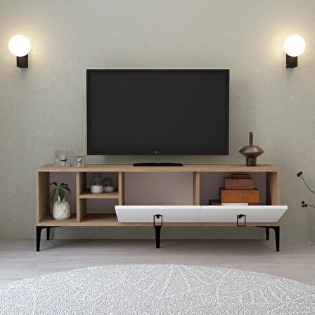  3504 Era TV Ünitesi Raflı 150 Cm Sepet - Beyaz
