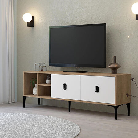  3504 Era TV Ünitesi Raflı 150 Cm Sepet - Beyaz