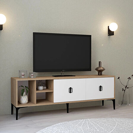  3504 Era TV Ünitesi Raflı 150 Cm Sepet - Beyaz