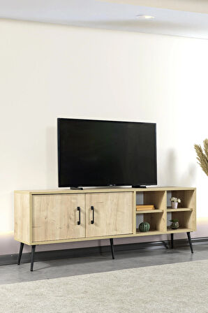 3608 Şile Metal Ayaklı Metal Kulplu 160 Cm TV Ünitesi Safir