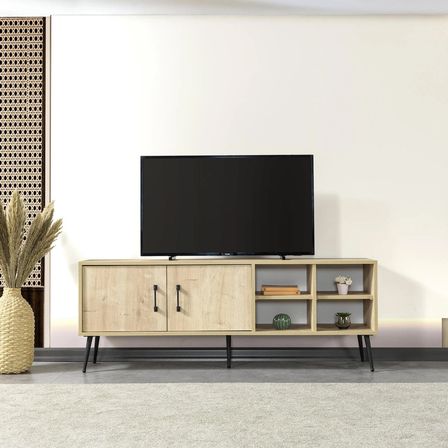 3608 Şile Metal Ayaklı Metal Kulplu 160 Cm TV Ünitesi Safir