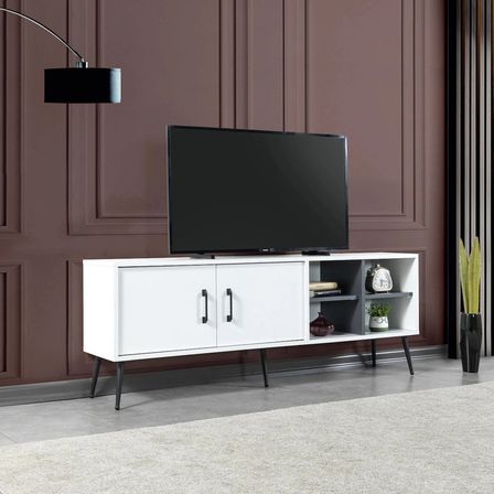 3612 Şile Metal Ayaklı Metal Kulplu 160 Cm Tv Ünitesi - Beyaz