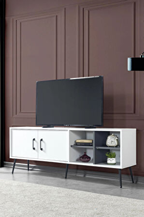 3612 Şile Metal Ayaklı Metal Kulplu 160 Cm Tv Ünitesi - Beyaz