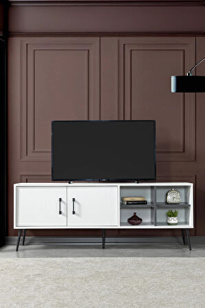 3612 Şile Metal Ayaklı Metal Kulplu 160 Cm Tv Ünitesi - Beyaz