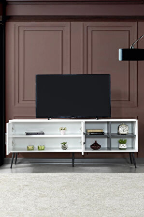 3612 Şile Metal Ayaklı Metal Kulplu 160 Cm Tv Ünitesi - Beyaz