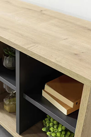 3109 Şile Metal Ayaklı Metal Kulplu 100 Cm Tv Ünitesi - Antrasit Safir