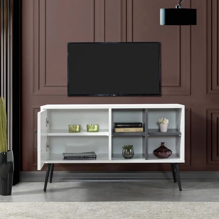 3112 Şile Metal Ayaklı Metal Kulplu Tv Ünitesi 100 Cm - Beyaz