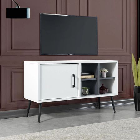 3112 Şile Metal Ayaklı Metal Kulplu Tv Ünitesi 100 Cm - Beyaz