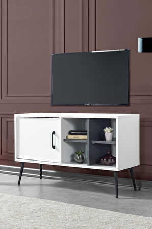 3112 Şile Metal Ayaklı Metal Kulplu Tv Ünitesi 100 Cm - Beyaz