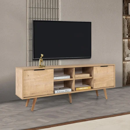 3622 Sina 160 Cm ( AHŞAP AYAKLI , METAL KULPLU ) TV Ünitesi , Safir , Tv Sehpası , Salon