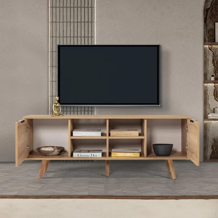 3622 Sina 160 Cm ( AHŞAP AYAKLI , METAL KULPLU ) TV Ünitesi , Safir , Tv Sehpası , Salon
