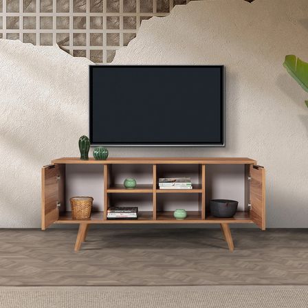 3320 Sina 130 Cm ( AHŞAP AYAKLI , METAL KULPLU ) TV Ünitesi , Söğüt , Tv Sehpası , Salon