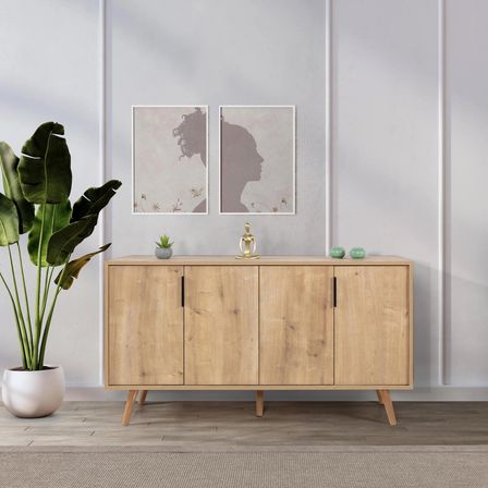 4514 Sırma 150 Cm ( AHŞAP AYAKLI , METAL KULPLU ) Konsol , Safir , Salon , Oturma Odası , TV Ünitesi