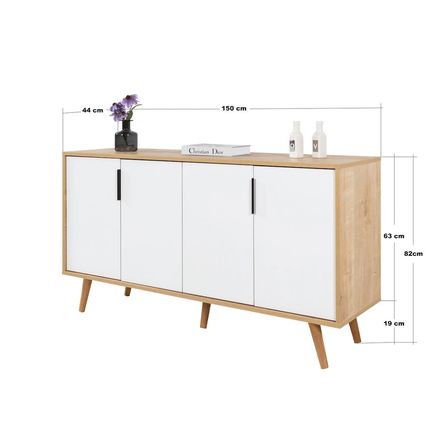 4515 Sırma 150 Cm ( AHŞAP AYAKLI , METAL KULPLU ) Konsol , Safir - Beyaz , Salon , Oturma Odası