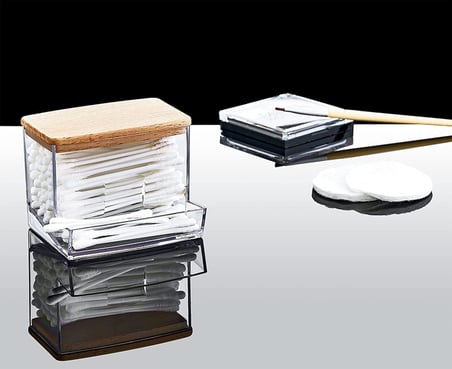 Ahşap Görünümlü Kapak 3'lü Organizer Set, Modern Pamukluk Düzenleyici Şık 3'lü Pamukluk Set - Şık ve Fonksiyonel Ahşap Görünümlü Kapaklı - Mutfak ve Banyonuzu Düzenleyin!