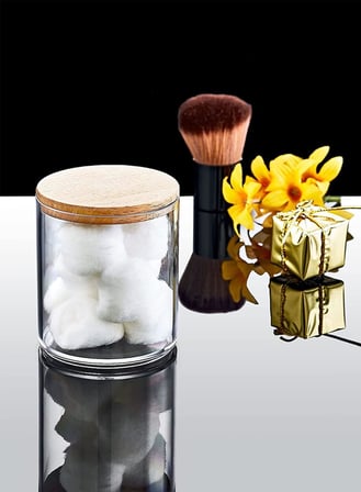 Ahşap Görünümlü Kapak 3'lü Organizer Set, Modern Pamukluk Düzenleyici Şık 3'lü Pamukluk Set - Şık ve Fonksiyonel Ahşap Görünümlü Kapaklı - Mutfak ve Banyonuzu Düzenleyin!