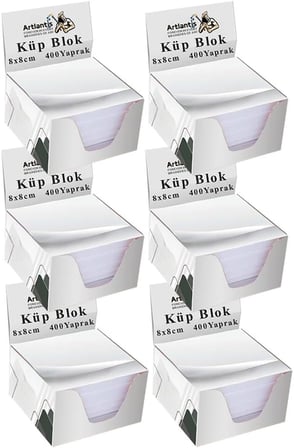 Masaüstü Küp Blok Not Kağıdı 6 Paket 8x8 cm Beyaz Küp Not Kağıdı Kare Kağıt Beyaz Boş Kağıt 400 Yaprak Hatırlatma Ofis