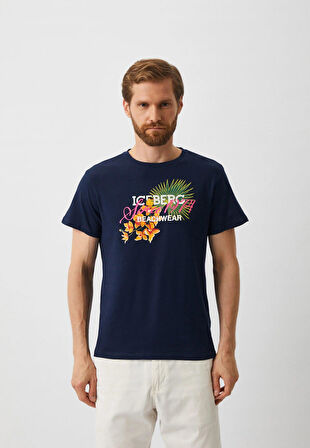 Iceberg ICE3MTS02 Flower T-Shirt Navy
