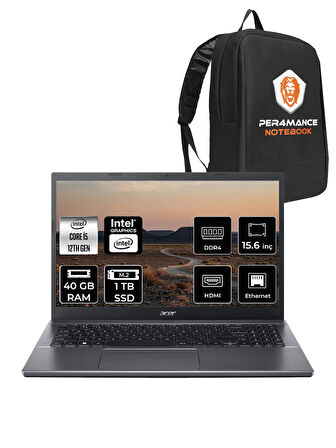 Acer Extensa 15 EX215-55 i5-1235U 40GB RAM 1TB SSD 15.6'' FHD FDOS Dizüstü Bilgisayar & PER4 ÇANTA