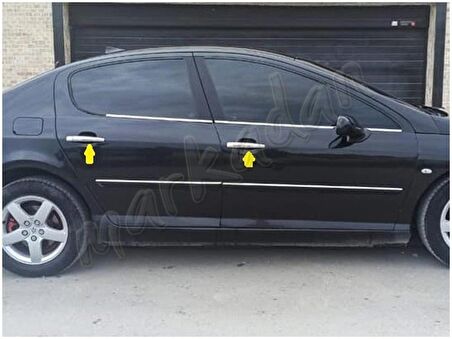 WOC Chrome Peugeot 407 Krom Kapı Kolu 2004-2010 4 Kapı Paslanmaz Çelik