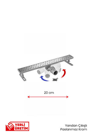 360° Dönerli Lineer Süzgeç - Yan Çıkışlı - Paslanmaz Krom