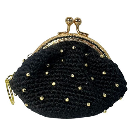 Uretti - Öznur 7392 5074 El Örgüsü Boncuk Detaylı Şık Mini Bozuk Para Cüzdanı