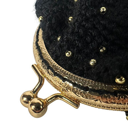 Uretti - Öznur 7392 5074 El Örgüsü Boncuk Detaylı Şık Mini Bozuk Para Cüzdanı