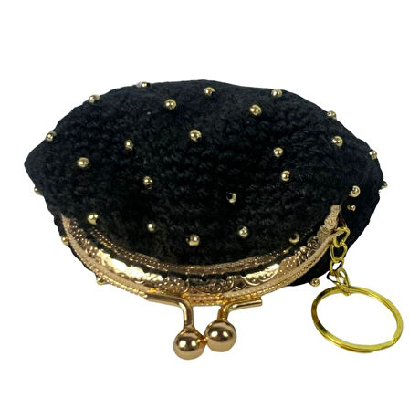 Uretti - Öznur 7392 5074 El Örgüsü Boncuk Detaylı Şık Mini Bozuk Para Cüzdanı