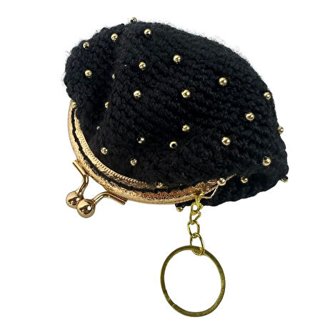 Uretti - Öznur 7392 5074 El Örgüsü Boncuk Detaylı Şık Mini Bozuk Para Cüzdanı