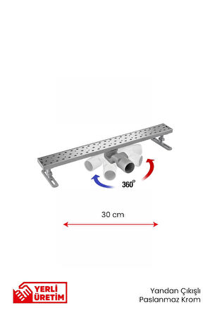 360° Dönerli Lineer Süzgeç - Yan Çıkışlı - Paslanmaz Krom