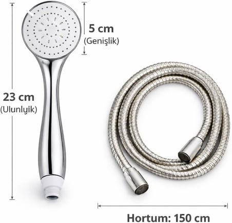 Paslanmaz Çelik Duş Hortumu Ve El Duşu Seti, 150 Cm Esnek Hortum, Yüksek Basınçlı Duş Başlığı, Kireç Önleyici Nozullar, Evrensel Bağlantı, Banyo İçin,El Duşu Ve Paslanmaz Çelik Duş Hortumu Seti 150 Cm