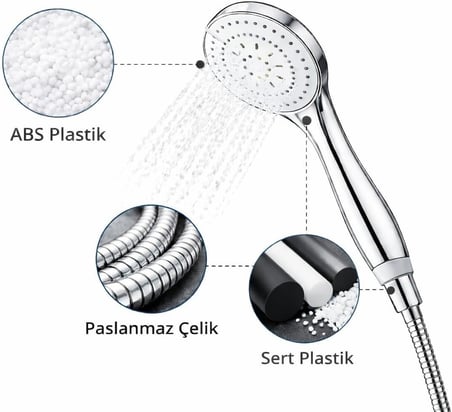 Paslanmaz Çelik Duş Hortumu Ve El Duşu Seti, 150 Cm Esnek Hortum, Yüksek Basınçlı Duş Başlığı, Kireç Önleyici Nozullar, Evrensel Bağlantı, Banyo İçin,El Duşu Ve Paslanmaz Çelik Duş Hortumu Seti 150 Cm