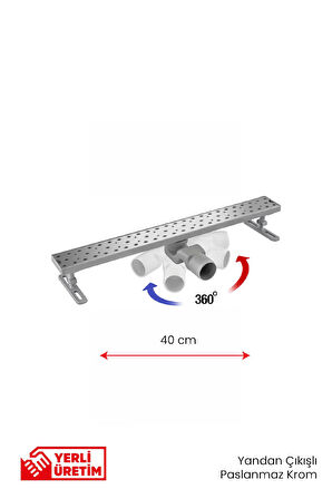 360° Dönerli Lineer Süzgeç - Yan Çıkışlı - Paslanmaz Krom
